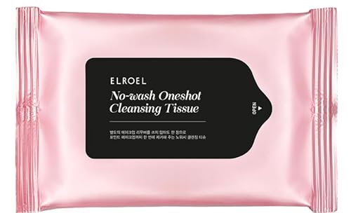 ELROEL No-Wash Oneshot Cleansing Tissue - Breathable and Highly Absorbent Makeup Remover Wipes with Hot Spring Water, Green Tea and Panthenol for All Skin Types - Korean Skin Care (10 Sheets, 1.6 Oz)