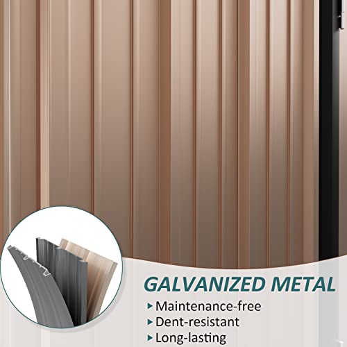 Amopatio 8X6 Ft Outdoor Storage Shed, Waterproof Storage Building, Sturdy Tool Shed For Garden/Backyard, Brown #TOP3