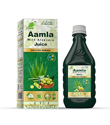 CURA AYURVEDIC Aamla Aloevera Juice II Cold Pressed Juice for Skin & Hair Health II 500ml