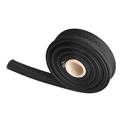 Heat Hose Fiberglass Wrap Shield Sleeve- 1/2" ID x 10'Black Adjustable Hose Heat Shield Spark Plug Wire fuel line Roll For Car Wire Loom cable Brake Line Cable - Thumbnail 4