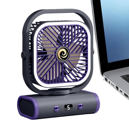 Ventilador De Mesa Pequeño | Ventilador Pequeño Portátil para Refrescar Personal - 5 Velocidades Portátil Recargable Con Luz Nocturna Montaje En Pared Para Escritorio Hogar Oficina Apartamento