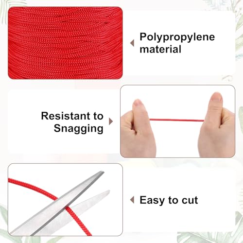Cordon en polyester pour macramé tressé rouge 3mm x 100m pour création de sacs - 4