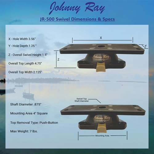 Image of Johnny Ray JR-500 Fish Finder Mount and Depth Finder Mount - Heavy Duty Marine Electronics & Sonar Bracket for Boats, 360 Rotating Quick Release Swivel Base