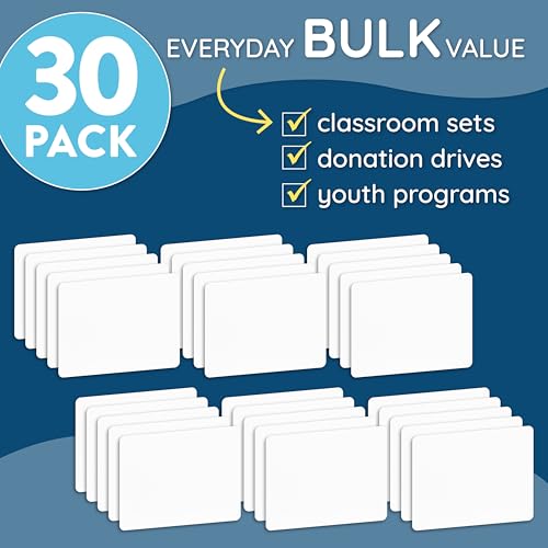 Blue Summit Supplies 30 Pack Mini Dry Erase Boards Classroom Set, Small Whiteboards for Students, Markers and Erasers, Lapboards Ideal for Individuals, Teachers, Students, Groups, 30 White Board Pack
