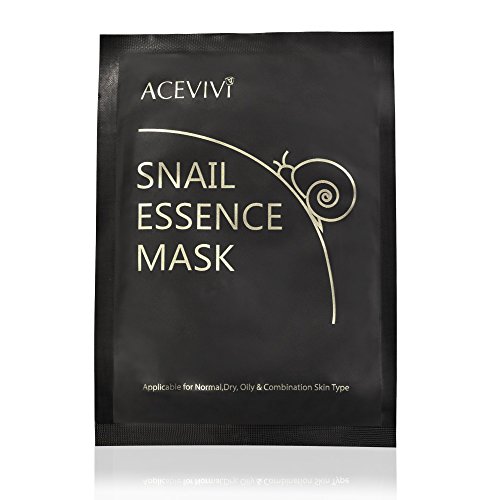 ACEVIVI Snail Essence Mask Full Face Facial Mask Sheet - Reduce Appearance of Dark Spots/Blackheads - 10 individually wrapped disposable facial treatment for all skin types