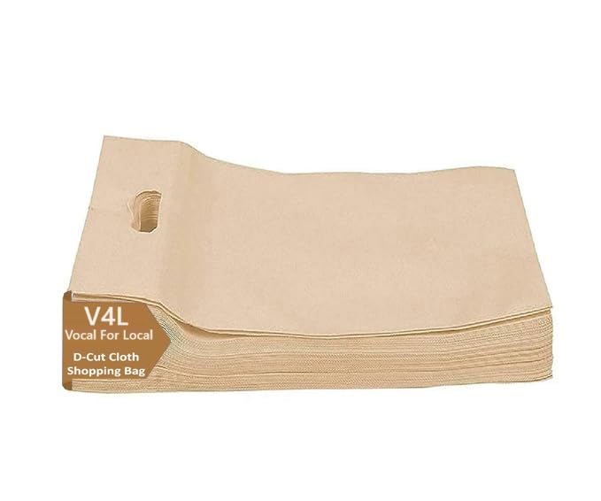 Brown Color D-Cut Cloth Carry Bag, Handle Bag, Shopping Bag, Daily Use Bag, Gift Bag-image-45