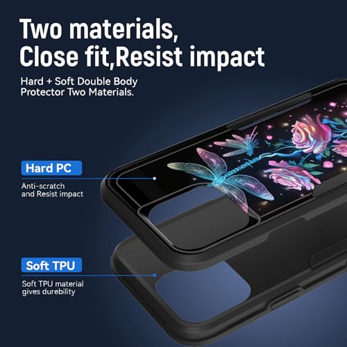 JHYYTUJTYP for iPhone 16 Pro Max Case,[Military Grade Drop Tested] Heavy-Duty Tough Rugged Shockproof Protective Case for iPhone 16 Pro Max 6.9 inch 2024,Rose Dragonfly - image 2