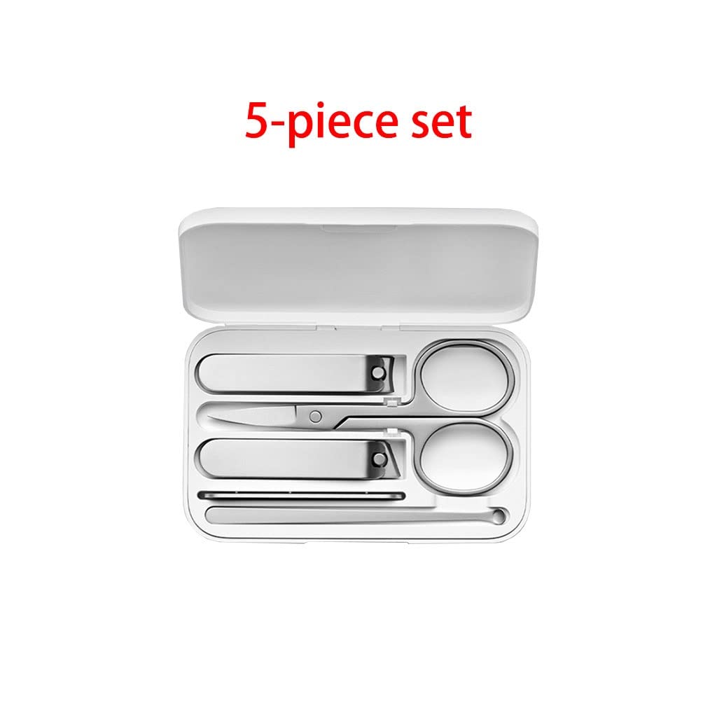 Juego de manicura, Juego de uñas, Juego de uñas portátil de 5 Piezas Juego de pedicura de Cuidado Personal Juego de Belleza de Acero Inoxidable con Caja de Moda portátil Kit de manicura