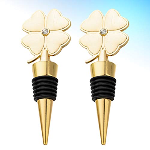 TENDYCOCO 2 peças de trevo de quatro folhas rolha de vinho rolha de garrafa de champanhe criativa su