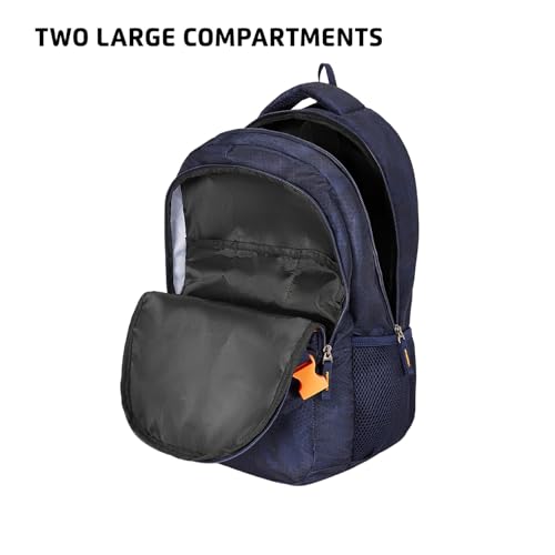 Image of Safari Omega Plus 30L Casual Laptop Backpack, 2 compartments, Raincover, Organizer, Full body print, Bottle holder, Front pockets Color- Blue