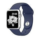 top4cus Apple Watch Band-Soft Silicone Replacement Sport Strap Iwatch Band-Medium/Large-Midnight Blue
