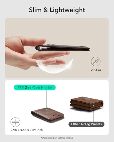 ESR Geo Wallet with Find My Functionality, RFID Blocking, Holds up to 11 Cards, Slim and Smart Wallet for Men, Replacement for AirTag Wallet Tracker(iOS Only, Not for Magsafe), Aged Leather4