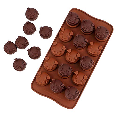 Webake Silicone Chocolate Molds Piggy Face Emoticons Candy Molds For Jello, Fondant, Hard Candy, Keto Fat Bombs, Resin, Pack Of 2 #TOP2