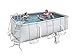 Produktbild Bestway 56244 Frame Pool Stahlrahmenbecken Set 412 x 201 x 122 cm rechteckig mit Sandfilterpumpe NL mit Leiter, hellgrau