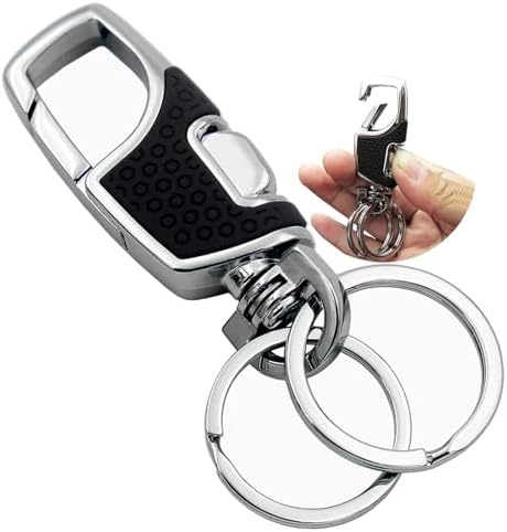 Key Chain with (2 Extra Key Rings and Gift Box) Heavy Duty Car Keychain for Men and Women - Black