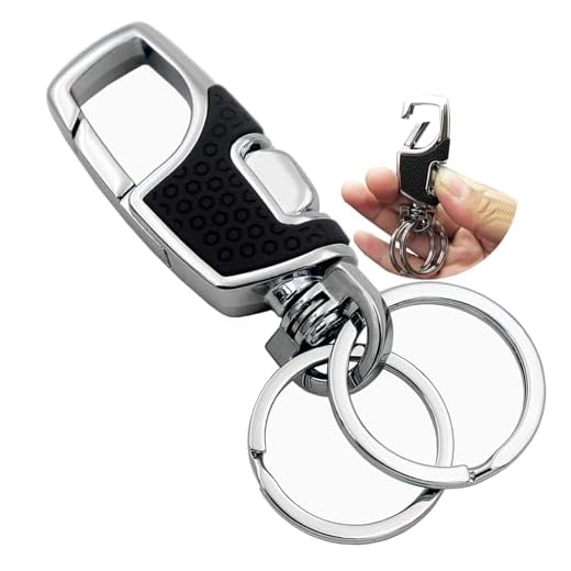 Lancher Key Chain with (2 Extra Key Rings and Gift Box) Heavy Duty Car Keychain for Men and Women - Black