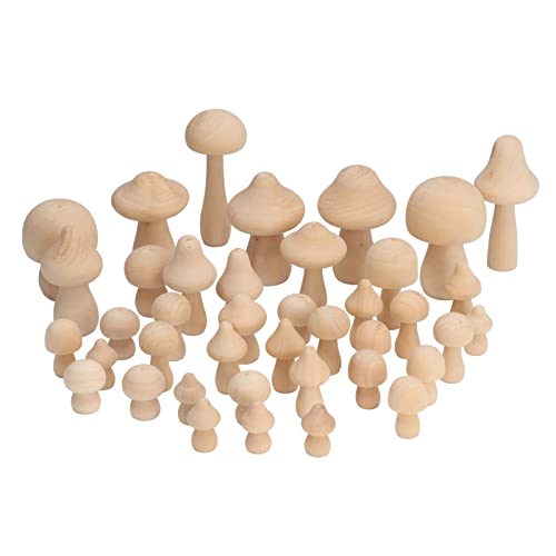 Dekaim 40pcs Unfinished Wooden Mushroom, Unpainted Natural Wood Mushroom Decoration for DIY Decoration, Defult, default - Image 3