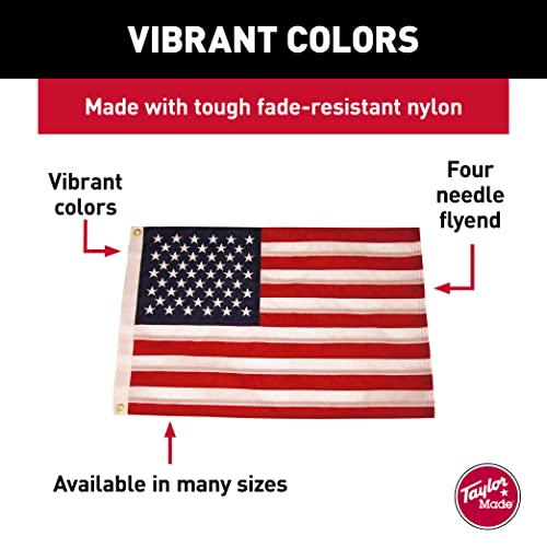 Taylor Made Sewn American Flag for Boats, 30" x 48", Marine-Grade Nylon, Fade Resistant, Brass Grommets, Embroidered Stars and Stripes, Flag only - 2020109198 - image 2