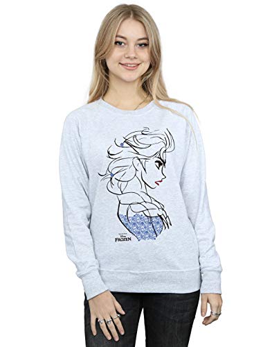 Disney Women's Frozen Elsa Sketch Sweatshirt X-Large Heather Grey