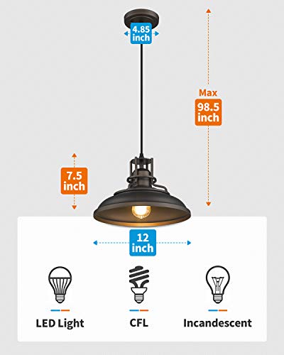 FEMILA-Farmhouse-Pendant-Light12-inch-Barn-Vintage-Hanging-Light-Fixture-for-Kitchen-IslandAdjustable-HeightOil-Rubbed-Bronze-Finish-4FY15-MP-ORB FEMILA Farmhouse Pendant Light12 inch Barn Vintage Hanging Light Fixture for Kitchen IslandAdjustable HeightOil Rubbed Bronze Finish 4FY15 MP ORB
