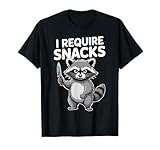 funny raccoon i require snacks cute animal lover tee maglietta