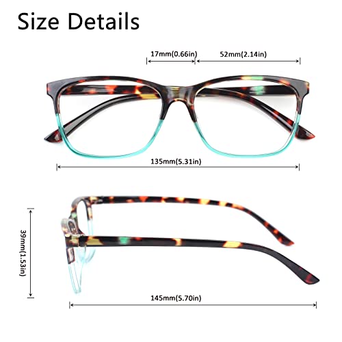 Image of Henotin 4 Pack Ladies Reading Glasses Blue Light Blocking Spring Hinge Readers Anti Eyestrain Computer Eyeglasses (Multicolor, 1.75)