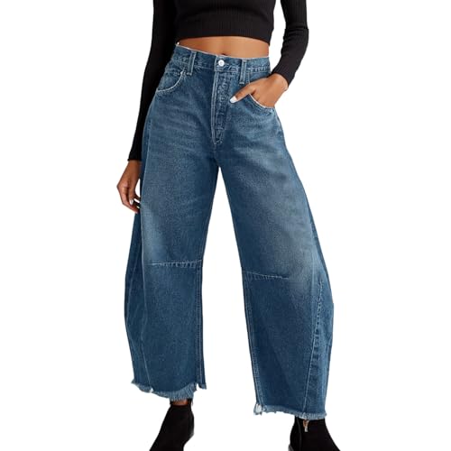 Jean Baggy à Jambes Larges pour Femmes Petit Pantalon Yoga Doux Jupe Short Coton