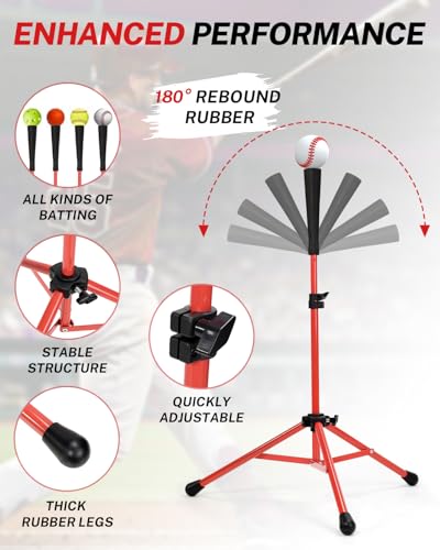 Image of Gonex Baseball Batting Tee for Kids Women & Men Travel Tee Ball Tripod for Baseball Practice Training Aid, Softball T-Ball Hitting Tee for Youth & Adult, Collapsible Portable, with Carrying Bag