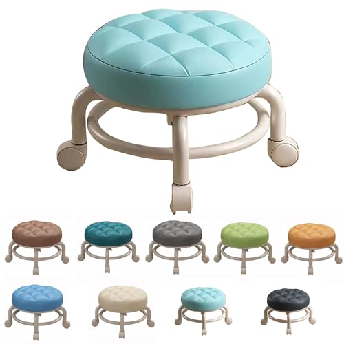 作業椅子 キャスター付き ロースツール キャスター付き椅子 おしゃれ 低い椅子 かわいい 小型 ナッパレザー生地 厚手 防水 静音キャスター 360°回転 耐荷重200kg 子供用 丸椅子 可愛い 低所作業 おしゃれ スツール キャスター キャスター 椅子