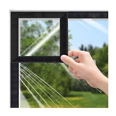 20 X 57 Inch Window Insulation Kit, Window Clear Film with Hook and Loop Tape, Window Covers That Keep You Warm in Winter and Cool in Summer, Reusable Plastic Window Wrap