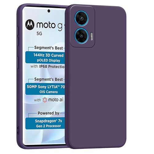 Image of amazon basics Back Cover for Moto G96 5G | Ultra Slim Soft Rubberised Case | Matte Silicone Flexible Mobile Case | Camera Protection - Purple