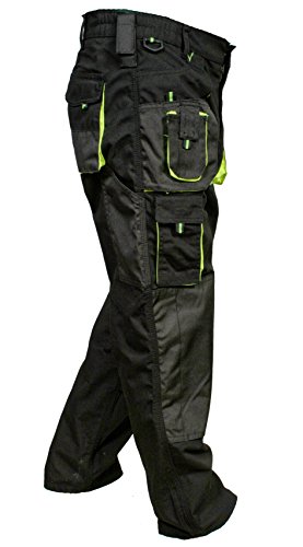 Juicy Trendz Men Work Pants Heavy Duty Tactical Utility Cargo Trousers Combat Safety Pant Cordura Knee Pad Pockets Work Wear Black #TOP4