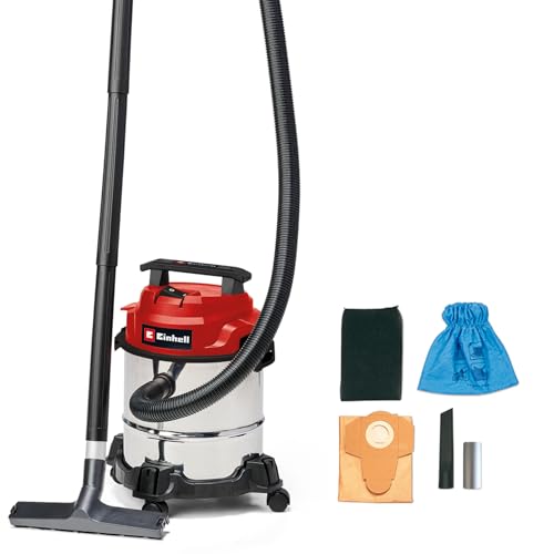 Einhell Aspirador en seco y húmedo TC-VC 1812/1 S (1250 W, 180 mbar, recipiente de 12 L, incl. boquilla combinada y boquilla para juntas, filtro de espuma, saco colector de suciedad y bolsa de filtro)