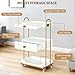 Belandi Salon Rolling Cart with Drawers, Utility Cart Esthetician Cart with 3 Shelves & Hair Dryer Holder, Mobile Spa Salon Cart for Beauty Spa（White）