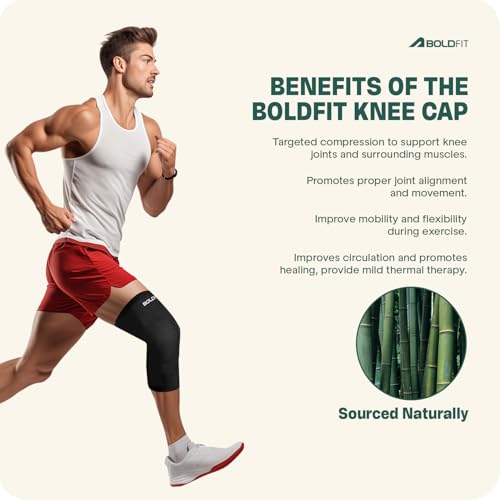 Image of Boldfit Orthopedic Knee Caps for Pain Relief Bamboo Yarn Knee Support Sleeves Brace for Sports, Compression Support, Exercise, Gym, Running, Cycling, Knee Guard for Men & Women - S