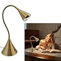 HomeFocus-LED Desk Lamp,Touch Dimmable & Flexible Gooseneck,Eye -Caring Reading Lamp,Bedside Desk Lamp,Night Light,for Home Office & College Dorms,Metal,Gold.