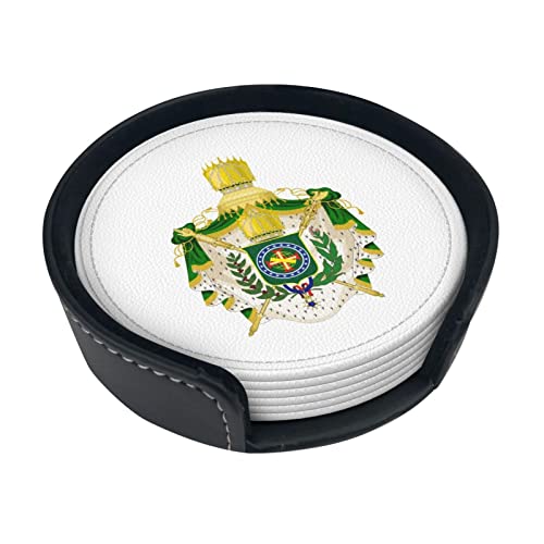 Armoiries de l'empire du Brésil sous-Verre Rond en Cuir Anti-Taches et Anti-brûlure protéger Le Bureau 6 pièces 4in