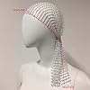 AWOCAN Mesh Strass Stirnband Hüte für Frauen Glitzer Elastische Breite Kopftücher Kristall Haar Wraps Schal (Weiß) #4
