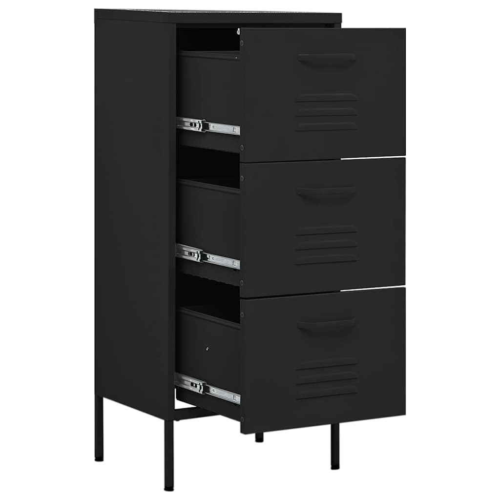 Armadio portaoggetti, nero, 42,5 x 35 x 101,5 cm, in acciaio, multiuso, con cassetti chiudibili, per ufficio, soggiorno, cantina o garage