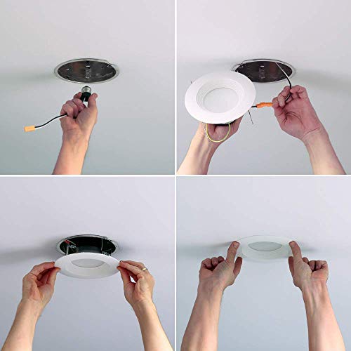 Image of Halo LT 5 in / 6 in White Integrated LED Recessed Ceiling Light Retrofit Trim 6-Pack 3000K Soft White 600 Lumens Wet Location Listed Energy Star Certified Air-Tite