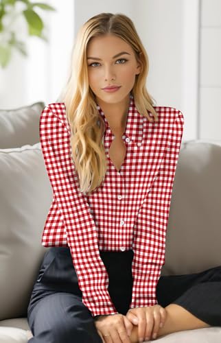 Image of Premium Soft Breathable Stretch Satin Silk Button Down Shirts for Women Long Sleeve Leopard Blouses Work Dress Tops