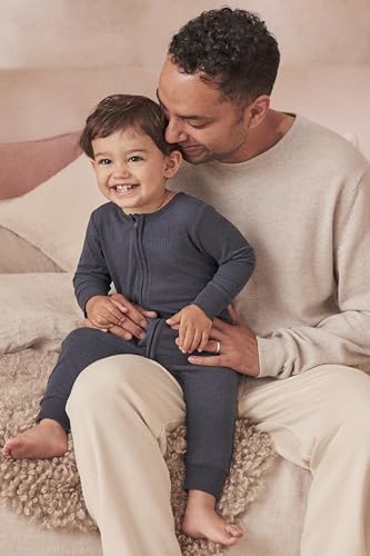 MORI Baby Ribbed Clever Pajamas with Two-Way Zips & Scratch Mitts – Footed Nightwear – Viscose from Bamboo & Cotton3