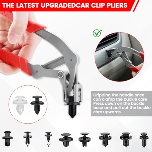 YOUBISON Car Clip Pliers, Panel Clip Removal Tool, Professional Auto Clip Removal Pliers for Automotive Plastic Fasteners, Push Pin & Door Trim, Damage-Free Interior & Exterior Disassembly Tool — additional product view