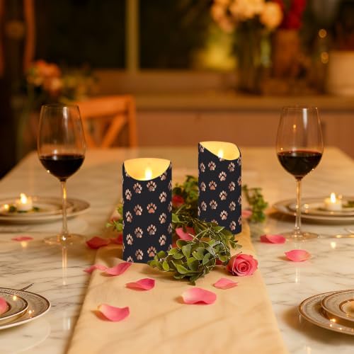 Velas LED sin llama en oro rosa y negro con acabado artístico de pata de gato en cera natural 6