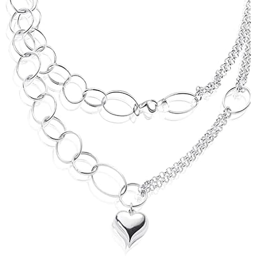 925 Sterling Silver Necklaces for Women Heart Pendant Chain Necklace Jewelry Gift for Women Valentines Day Gifts Birthday Love Gift