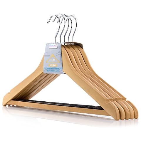 Hangerworld Pack of 20 Wooden Coat Hangers Cover