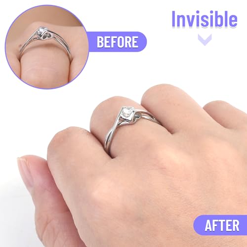 22 Pack Ring Sizer Adjuster for Loose Rings, 4 Sizes Silicone Ring Guards Invisible Ring Adjuster Spiral Ring Spacers Fitter with Polishing Cloth, Transparent Ring Resizer Tightener for Women and Men