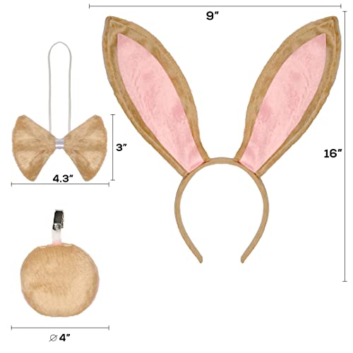 Funcredible Bunny Ears Headband Kit- Mellow Plush Easter Rabbit Ears Headband With Tail And Bowtie - Bunny Cosplay Costume Accessories For Kids And Adults #TOP6