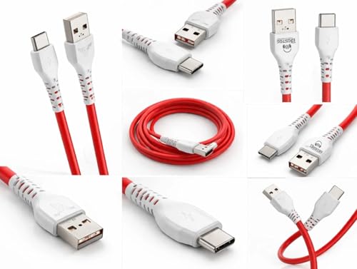Image of USB Type C Cable 65W 6A Fast Charging & Data Sync, 1.2M Durable PVC Cord for Samsung, OnePlus, Oppo, Vivo, Realme, Mi, Poco, Moto (Red, Pack of 1)