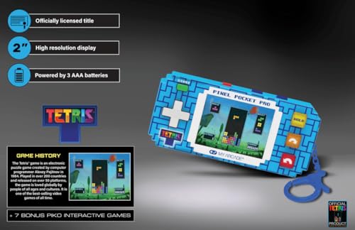 Image of My Arcade Tetris Pixel Pocket Pro: Officially Licensed Tetris Video Game, Portable Keychain Arcade